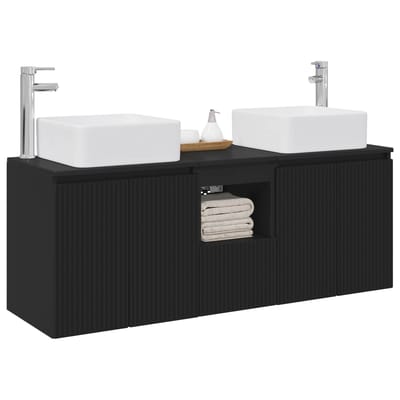 vidaXL - Badkamerkast - set - 3 - st - Zwart - 49,5 - x - 41 - x - 63 - cm - Bewerkt - hout