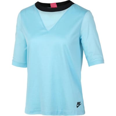 Nike Sportswear Casual Sneldrogend Ademend T-shirt met Korte Mouwen Dames Tops Blauw 829756-499 L white