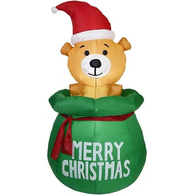 Coffret cadeau de décorations d'extérieur gonflables de Noël Chiots 5 pieds Lumières LED intégrées et souffleur d'air UK Plug