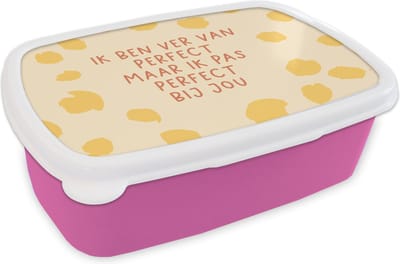 Broodtrommel Roze - Lunchbox - Brooddoos - Relatie - Stel - Quotes - Liefde - Ik pas perfect bij jou - Spreuken - 18x12x6 cm - Kinderen - Meisje