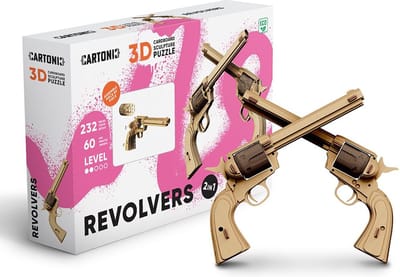 CARTONIC - 2IN1 Revolver - 3D puzzel- Speelgoed - DIY- Creatief - Karton - Voor kinderen en volwassenen
