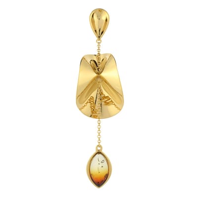 Cavill - Zilveren Hanger - 925 Sterling Zilver Verguld - 1 85 ct Zonsopgang Baltische Barnsteen Marquise Cabochon - Modern Elegant - 83x20 mm