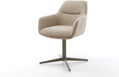 Eetkamerstoel Pejo-Flex kruispoot afwerking met titanium materiaalmix mud 360° draaibaar pocketveer kern