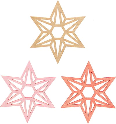 Houten sterren Kerstdecoratie houten sterren oranje 8cm 16 st, 16 Stüc