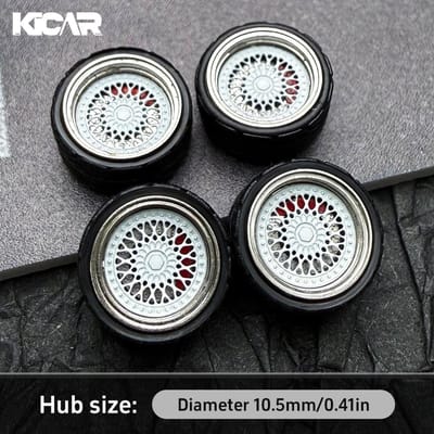 1/64 Legering Model Wielen Diameter 10,5 Mm Velgen Met Rubberen Banden 4 Stuks Set Voor Tomica Wielen Matchbox Modelauto's