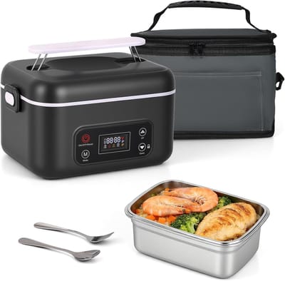 Lunchbox Oplaadbaar - Elektrische Lunchtrommel - Warme Maaltijden Onderweg - Draadloos Oplaadbaar - 1500 ml - Grijs