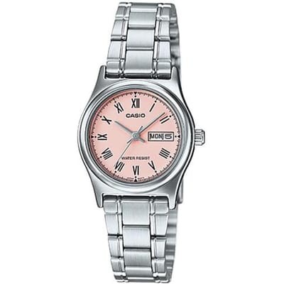 Casio série STANDARD étanche vie mouvement quartz bracelet en acier inoxydable montre japonaise et coréenne femme's montre cadran rose LTP-V006D-4B rose