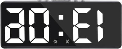 Digitale Wekker - Nachtkastje Klok - Wakker Worden - Groot Helder Display - 16 cm Breed - Wit
