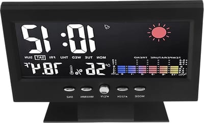 Elektronische Wekker Display Radio Datum- en Weerstations Spiegels Zwart Slaapkamer Klok