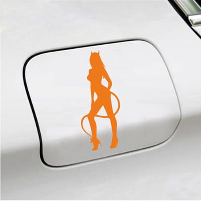Bumpersticker - Vrouw Duivel - 7 X 16,5 - Oranje