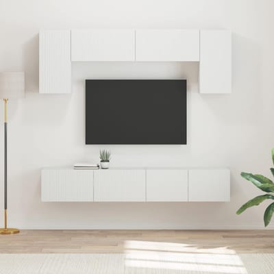 vidaXL Tv-meubelset 4 st Wit Bewerkt hout