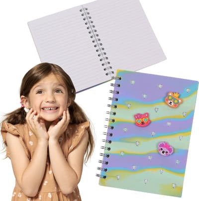 Siliconen dagboek/spiraalnotitieboek, kleurrijk, diertjes, gelinieerd A5