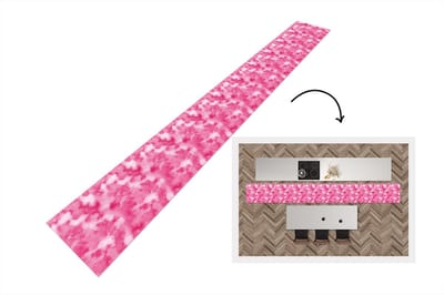 Keukenloper - Keukenmat - Waterverf - Patronen - Fuchsia - 400x50 cm - Keuken vloerkleed