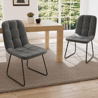 Moderne ergonomische eetkamerstoel met metalen poten en kunstleer bekleding – comfortabele keuken- en woonkamerstoel 42x44x88 cm, max. 150 kg draagvermogen