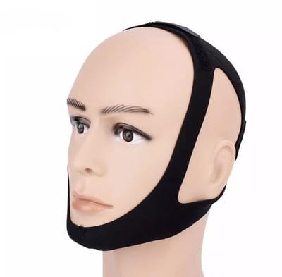 Anti snurk band - Snurkband - Kinband - Hoofdband tegen snurken - Anti snore strap - Snore chin strap - Slaap accessoire - Verstelbare band - Zwart - 1 stuk - Jonyx