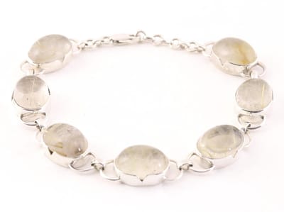 Zilveren armband met grote gouden rutielkwarts stenen