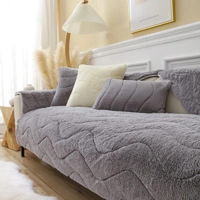 Nordic Pluche Bankkussen Effen Kleur Bankhoes Quilten Verdikken Warm Bankhanddoek Antislip Armleuning Rugleuning Kussen Woonkamer 70x70cm 1pcs