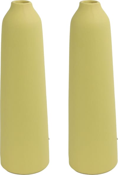 Countryfield bloemenvaas - 2x stuks - geel terracotta - D9 x D31 cm