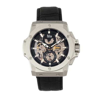 Reign Commodus automatisch skelet horloge met leren band