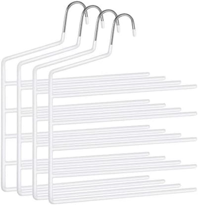 PromoHome Opberghangers Set van 4 - Ruimtebesparende Broekenhangers met Meerdere Stangen