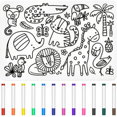 Sets de table personnalisés en silicone pour bébé, motifs de dessins animés, réutilisables, tapis de dessin pour gribouillages, articles pour bébé