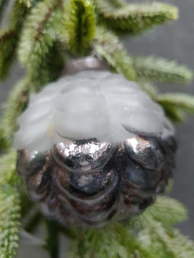 House of seasons hangende glas bal dennenappels grijs set van 8
