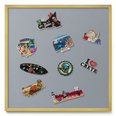 Tulup Magneetbord met Gouden Frame - Grijs Magneetbord in Stijlvolle Kleuren - 50 cm x 50 cm - Grijze kleur - Memobord Magnetisch - Magnetisch Bord Rechthoekig - Magnetisch Bord voor aan de Wand