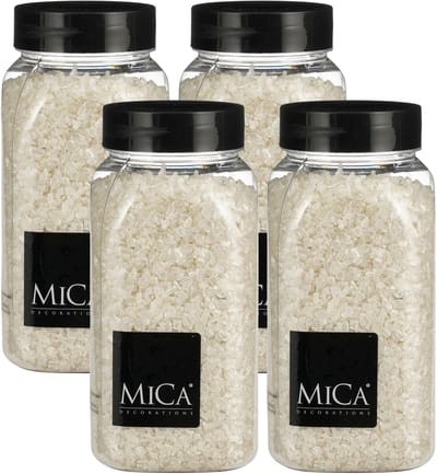 Mica Decorations decoratie steentjes / granulaat - 4x - 650 ml - 2-4 mm - mat wit - siergrind