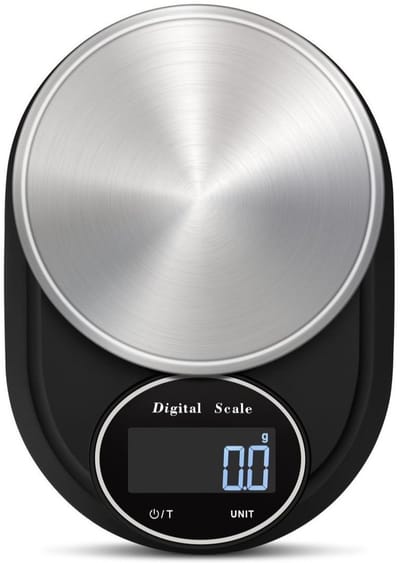 Digitale keukenweegschaal 2kg / 0,1g RVS Zwart / zilver
