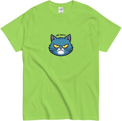 Cartoonstijl Kat Illustratie T Shirt - Dames & Heren - Leuk Cadeau Idee Kattenliefhebber - Groen - S
