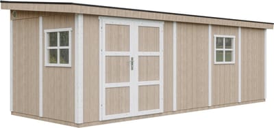 Timbela M941-TERRA BROWN - LP SmartSide Tuinhuis op houtbasis - 14,3 m² - 648x248xH231 cm - met vloer en verf