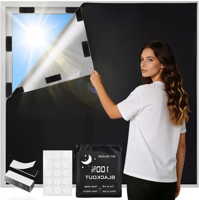 SnelShoppen - Blackout Gordijn 300 x 145 cm - 100% Verduisterend, Geen Boorwerk Nodig, Draagbaar, Geschikt voor Elk Raam, Ideaal voor Slaapkamer, Kind