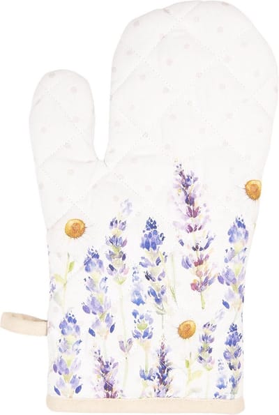 Clayre & Eef Ovenwant 18x30 cm Paars Wit Katoen Lavendel Ovenhandschoen