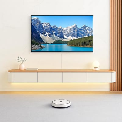 Luxe Zwevend TV-Meubel "Aero Grand" – Extra Breed Wandmeubel van Massief Hout met LED-Verlichting en Kabelmanagement – Wit & Naturel Eiken – 240 x 24 x 20 cm