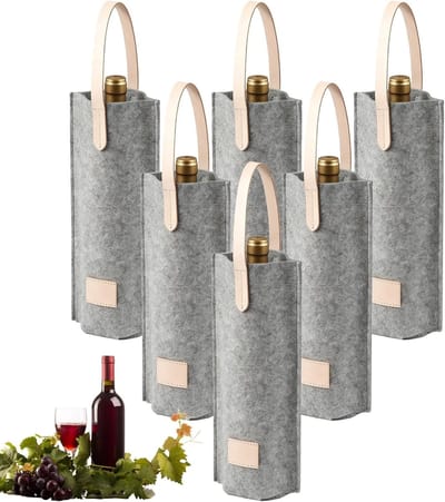 Enkele herbruikbare flessen tassen voor wijn, ideaal voor feesten en picknicks, 6 stuks, grijs, perfect voor cadeauverpakking en opslag