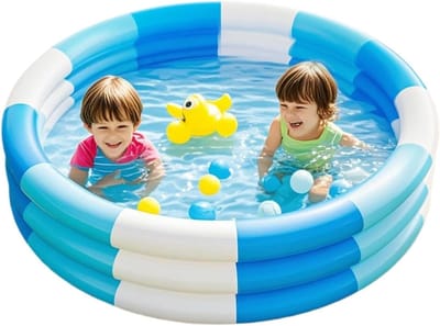 Opblaasbaar zwembad, Verdikt PVC, Gewatteerde bodem, Snel opblaasbaar, Voor tuin, patio, camping en binnengebruik