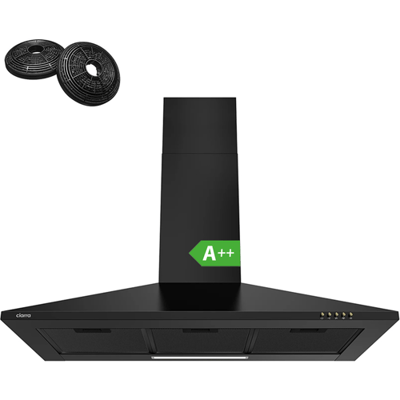 CIARRA CBCB9201-B - 90cm Afzuigkap Zwart - inclusief set koolstoffilters – 370m3 - energieklasse A++ - DC motor