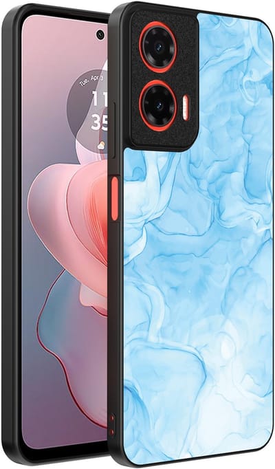Smartphonica Telefoonhoesje Geschikt voor Motorola Moto G Power 2024 met marmer opdruk - TPU backcover case marble design - Lichtblauw geschikt voor Motorola Moto G Power 2024