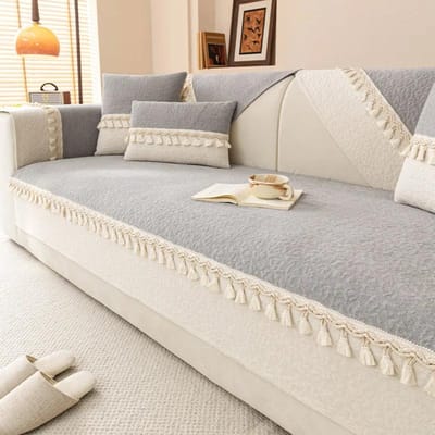 Nordic Effen Bankhoes Chenille Antislip Modern Breisel Kwasten Witte Rand Bankhanddoek Woonkamer Decoratie Luxe Zitkussen 70x70cm 1pcs