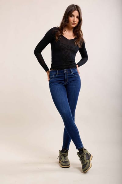 Toxik3 - Push-up skinny jeans donkerblauw