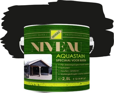 Niveau Aquastain - zwart (RAL 9005) - 2.5 liter - zijdemat - watergedragen beits - houtcoat