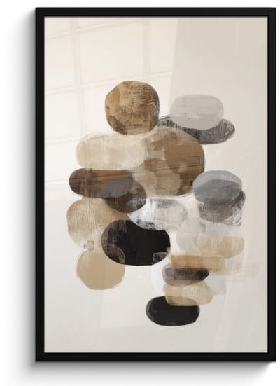 Poster in lijst - Fotolijst 60x90 cm - Posters - Ovaal - Kleurvlakken - Penseelstreken - Posterlijst zwart - Decoratie - Wanddecoratie woonkamer - Muurdecoratie slaapkamer