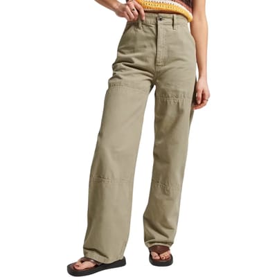Superdry Wijde Vintage Timmermansbroek van Biologisch Katoen Groen Grootte: 28/32