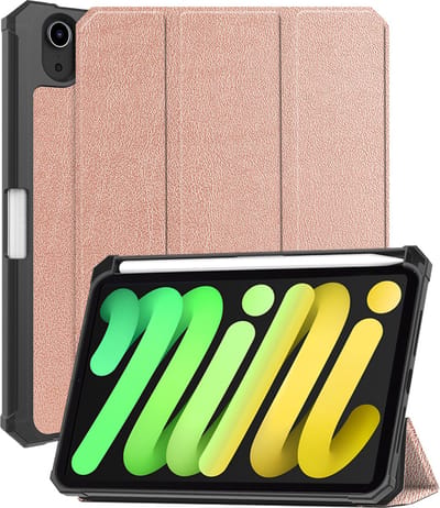 Hoes - Geschikt voor Apple iPad Mini 7 (2024) - 8.3 inch - 7e Generatie - Dun & Stevig - Trifold Bookcase - Hard Cover Case - Met Uitsparing Geschikt voor Apple Pencil - Hardcover Book - Tablet Hoesje - Rosé goud