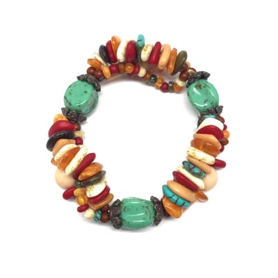 Behave Armband - blauw - groen - rood - bruin - beige - multi kleur - kralenarmband - dames - 15 cm