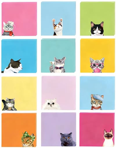 Dailygoods- Notitieblaadjes 75 mm x 75 mm - Zelfklevende Memoblaadjes - Katten Notities - Herbruikbaar - Super Plakkerig - Makkelijk te Verwijderen - Plaknotities
