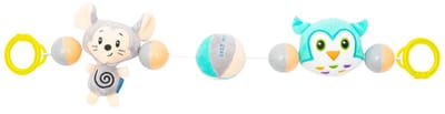 Baby Mix pluche kinderwagen rammelaar muis en uil - Babyrammelaar