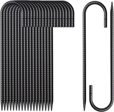Grond Stakes - Haken Palen - Buiten Stabiliseren - Verzinkt Staal - 20 Stuks - Zwart