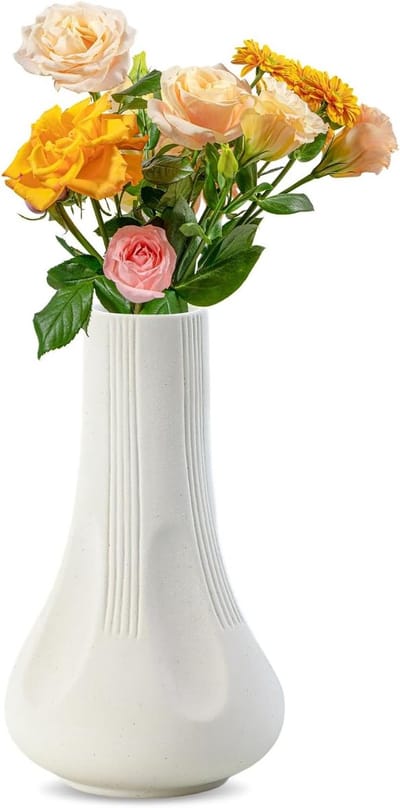 Omgoods - Eenvoudig Wit Keramisch Vaasje voor Bloemen en Planten