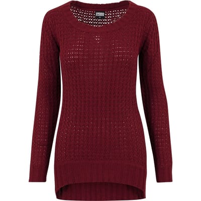Urban Classics Gebreide trui - Ladies Long Wideneck Sweater - XS tot L - voor Vrouwen - bordeaux